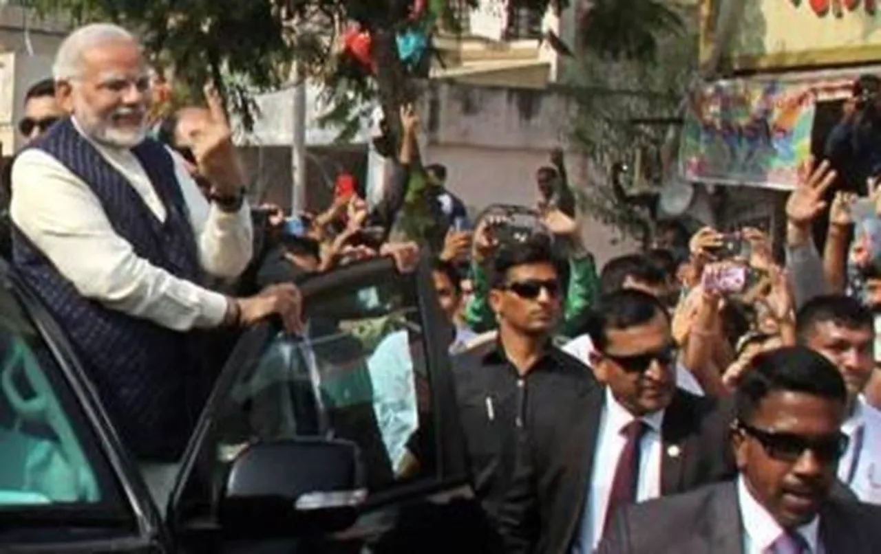 PM Narendra Modi, Gujarat Assembly Elections 2017, Polling, PM Narendra Modi Road Show on Election Day, Indian National Congress, BJP, P.Chidambaram, Randeep Singh Surjewala