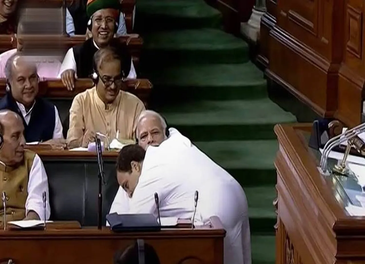 No-Confidence motion: Rahul Gandhi Hugs PM Modi