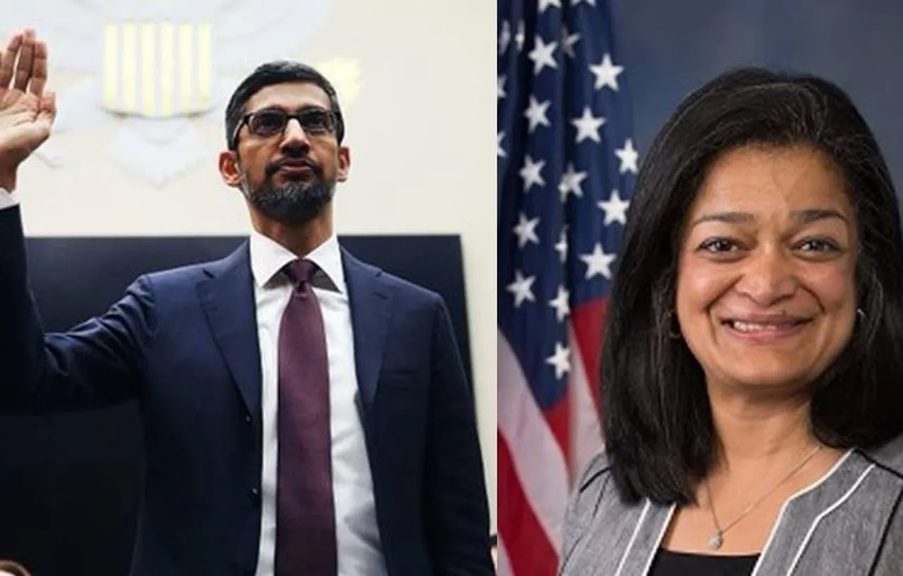 Google CEO Sundar Pichai and Congresswoman Pramila Jayapal