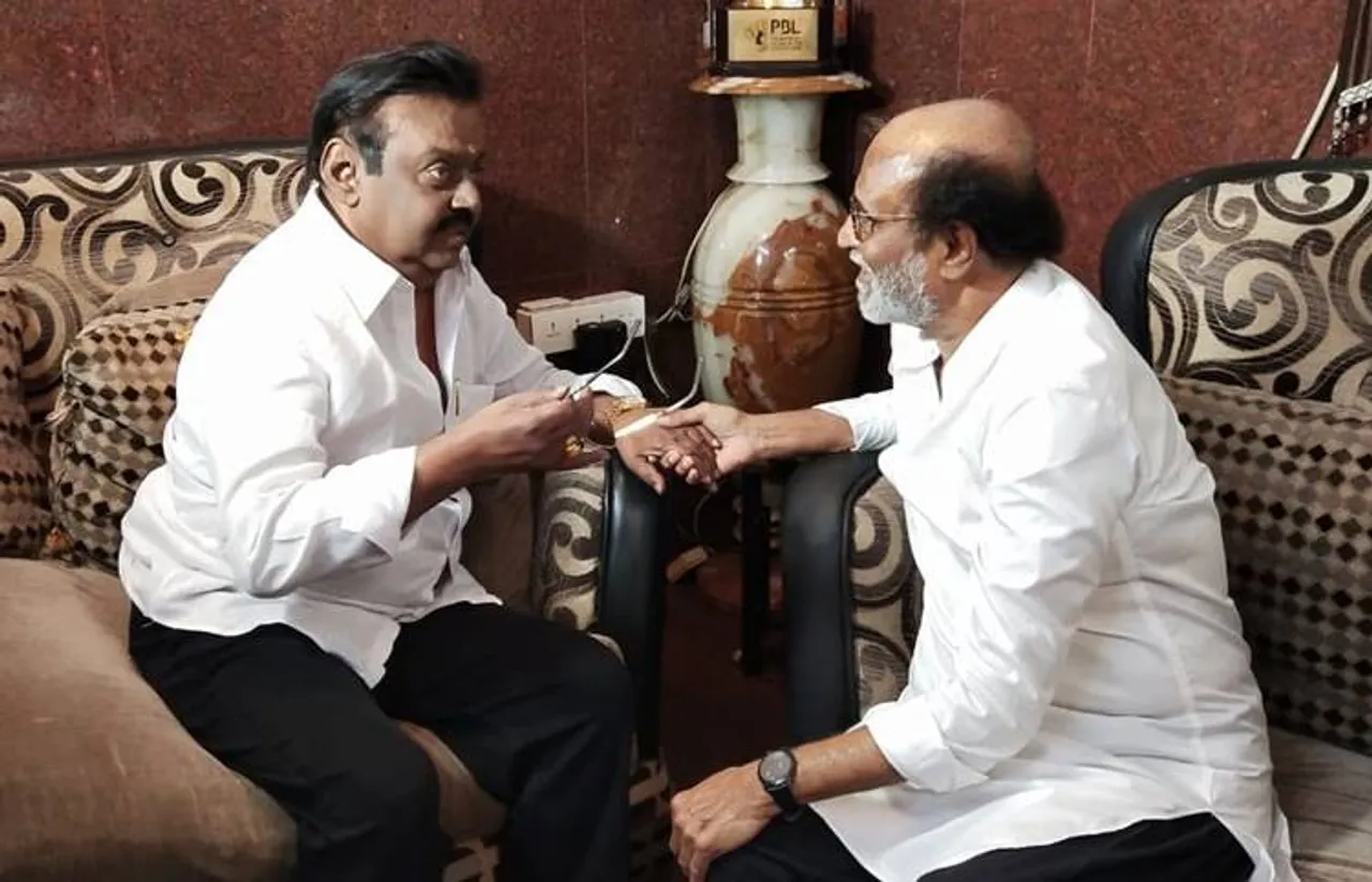 rajinikanth Met DMDK Chief Vijayakanth- விஜயகாந்தை சந்தித்த ரஜினிகாந்த்