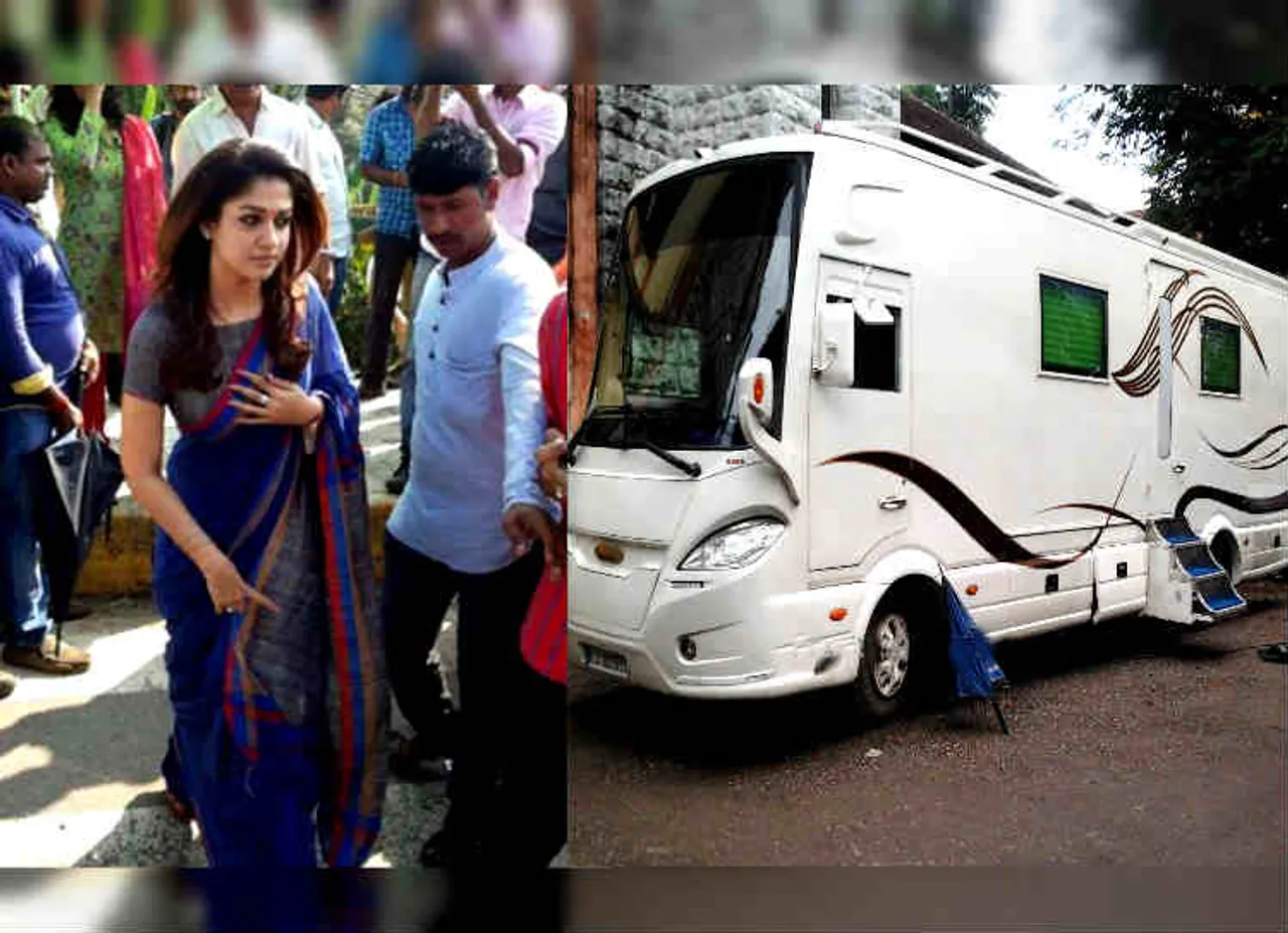 nayanthara caravan checked by police, நயன்தாரா