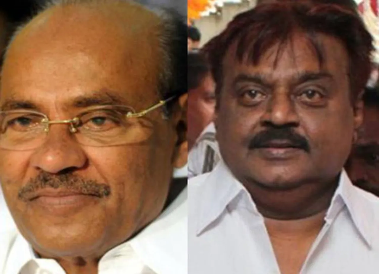 PMK Ramadoss met Vijayakanth dmdk lok sabha election 2019 - தேமுதிக தொகுதியில் பாமக பிரச்சாரம் செய்யுமா? - விஜயகாந்தை சந்தித்த பின் ராமதாஸ் பதில்