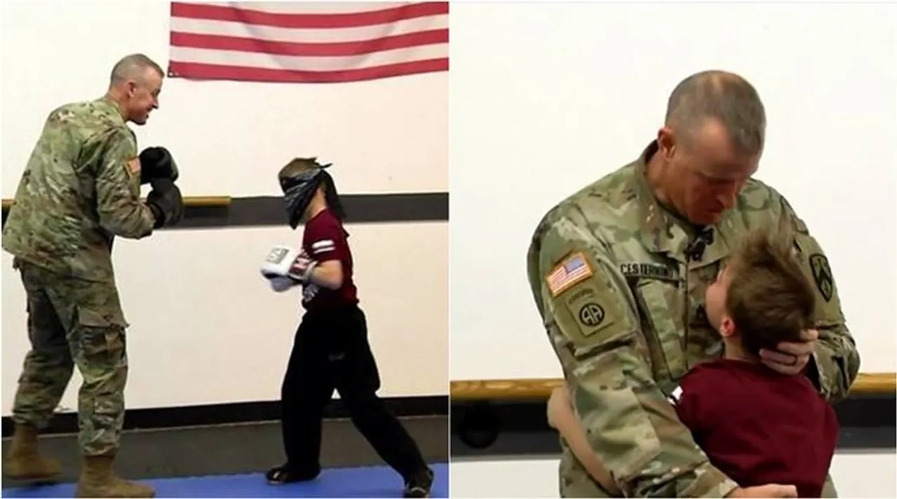 Military Dad surprise his son