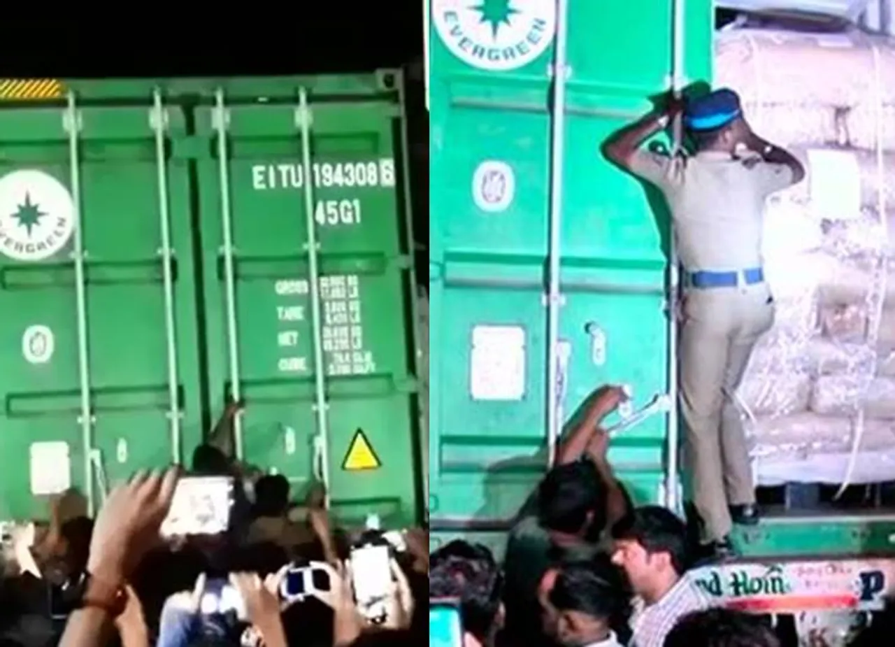 Green Colored Container Caught in Coimbatore