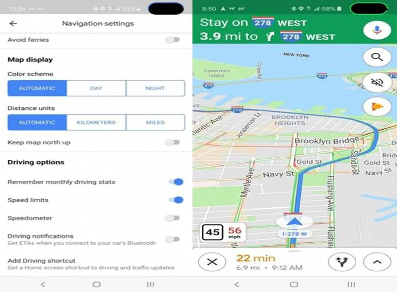 Google Maps Navigation Speedometer