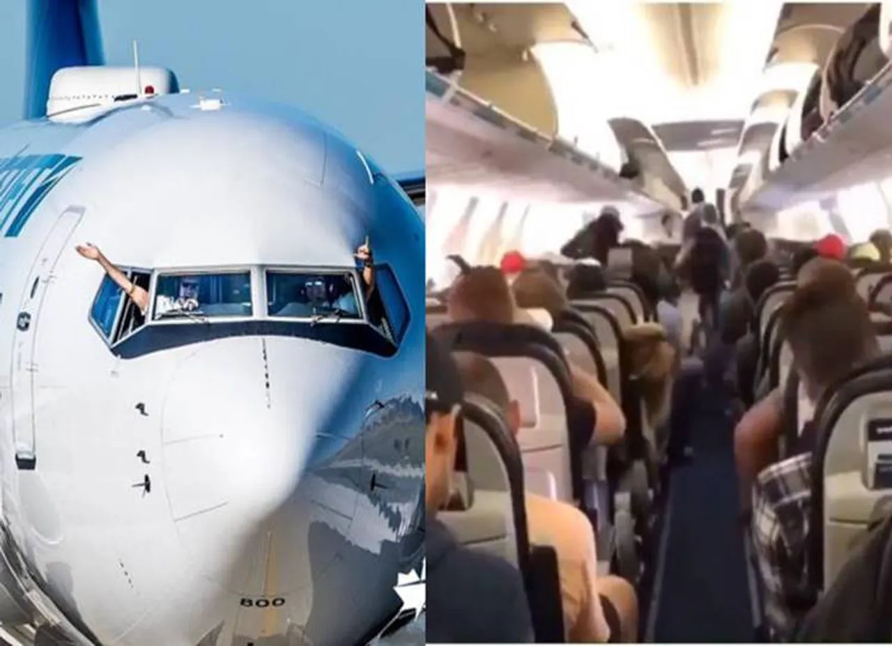 Canadian flight passengers deboarding aircraft
