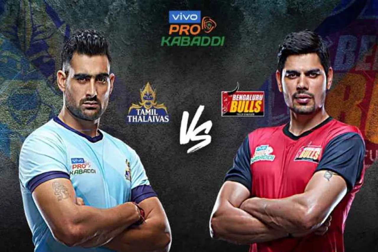 Pro Kabaddi 2019, Tamil Thalaivas vs Bengaluru Bulls, Bengaluru Beat Tamil, தமிழ் தலைவாஸ், பெங்களூரு புல்ஸ், புரோ கபடி தொடர் 7வது சிசன், Pro Kabaddi Season 7, chennai, Jawaharlal Nehru Indoor Stadium,