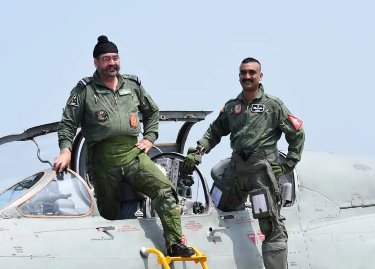 IAF chief Air Chief Marshal B S Dhanoa takes last sortie with Abhinandan