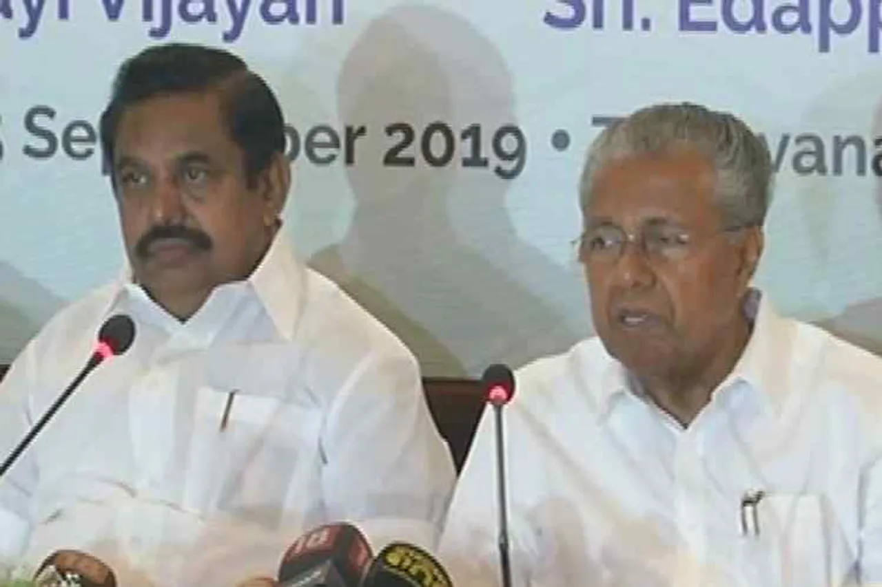 Tamilnadu CM Edappadi K. Palaniswami and Kerala CM Pinarayi Vijayan press meet, Palaniswami and Pinarayi vijayan meet, பழனிசாமி, பினராயி விஜயன், Tamilnadu Kerala conversation on river water issue, Trivandram, kerala, tamilandu, conversation about river water sharing issue