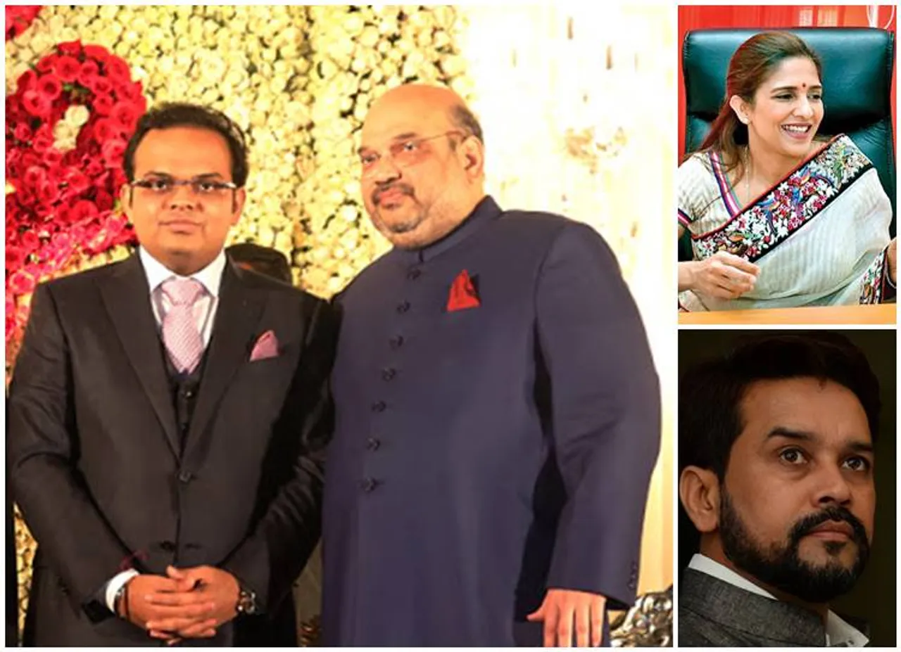 New cricket officialdom, Amit shah with his son Jay shah, Rupa Gurunath, Anurag thakur