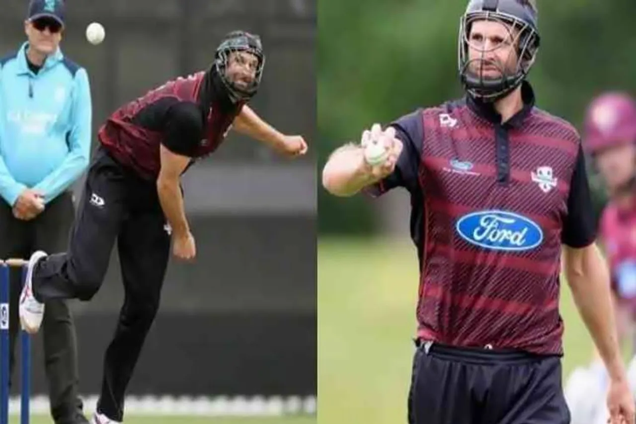 New Zealand player Andrew Ellis wears helmet while bowling - அட இது நல்லாருக்கே! ஹெல்மெட் அணிந்து பவுலிங்.. அடி வாங்குவதை தவிர்க்க டெரர் ஐடியா (வீடியோ)