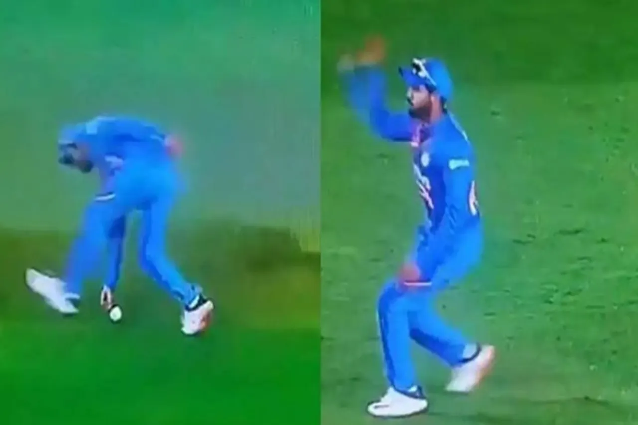 Manish Pandey, fake fielding at Auckland ind vs nz - மனீஷ் பாண்டே ஏமாத்து வேலை - பெனால்டியில் இருந்து தப்பித்த இந்தியா (வீடியோ)