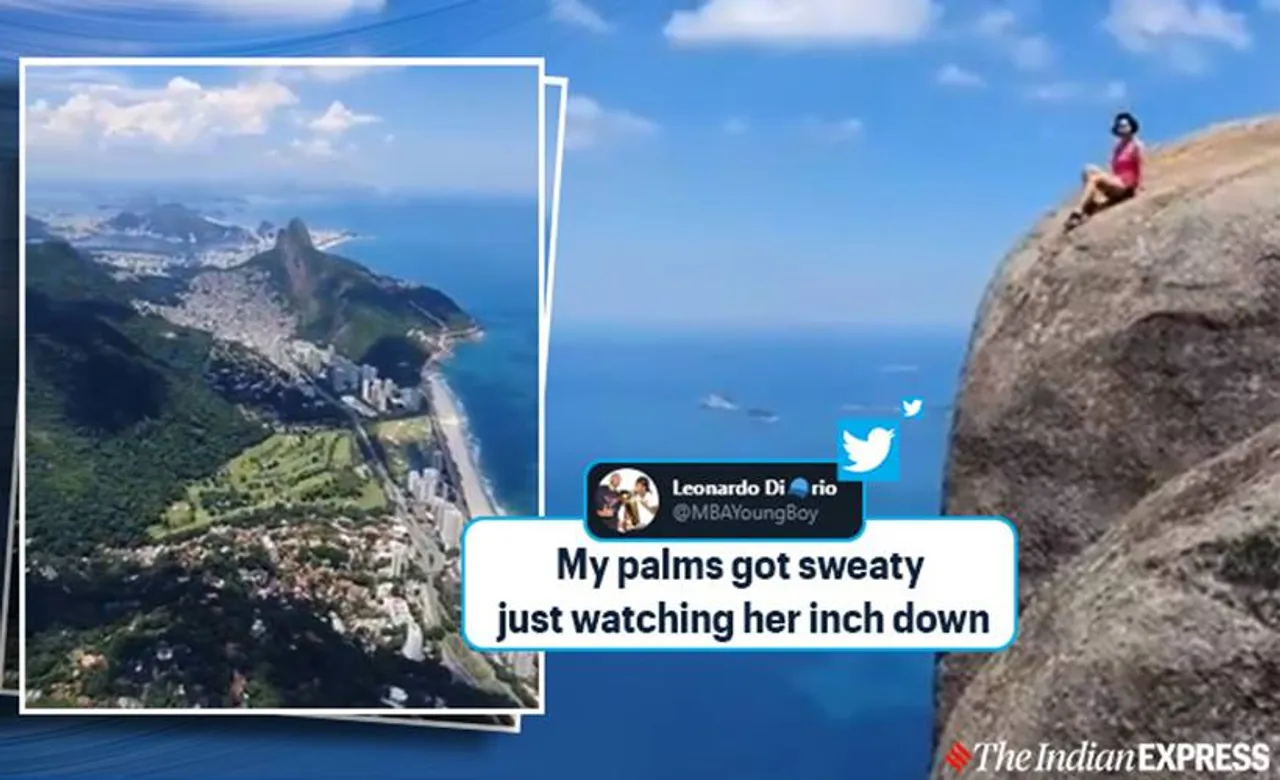 Trending Viral Video of woman posing at the edge of 3000 feet cliff