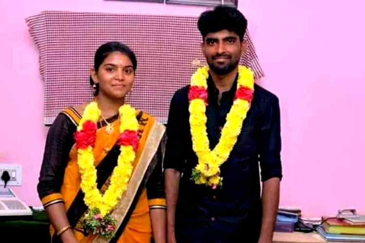 salem intercaste marriage issue, selvan - elamathi intercaste marriage, சாதி மறுப்புத் திருமணம் செய்த செல்வன் - இளமதி, salem kolathur, இளமதியை பெற்றோருடன் அனுப்பிவைத்த போலீஸ், dravidar viduthalai kazhagam, திராவிடர் விடுதலை கழகம், கொளத்தூர் மணி, kolathur mani, police send elamathi with her mother