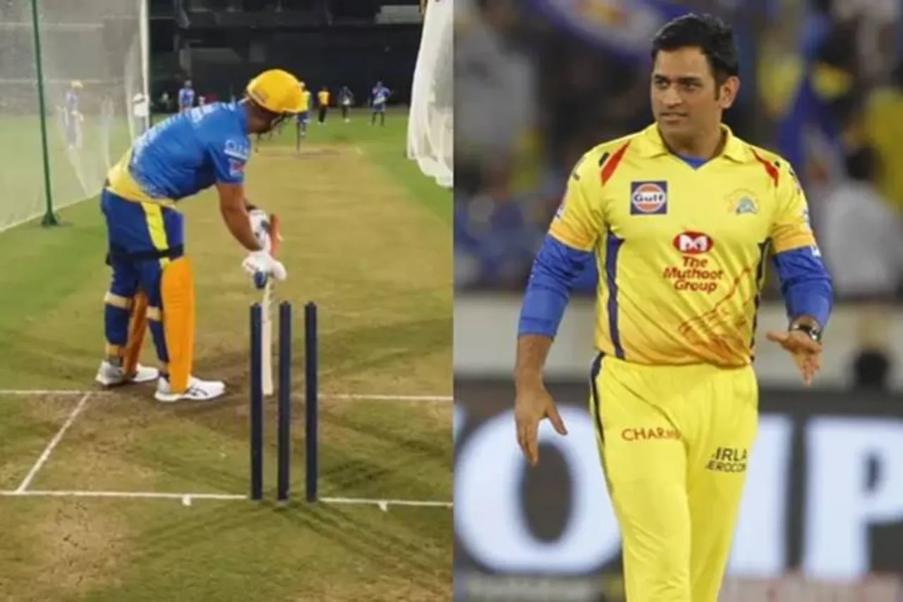 ipl 2020 csk dhoni chepauk warm up video