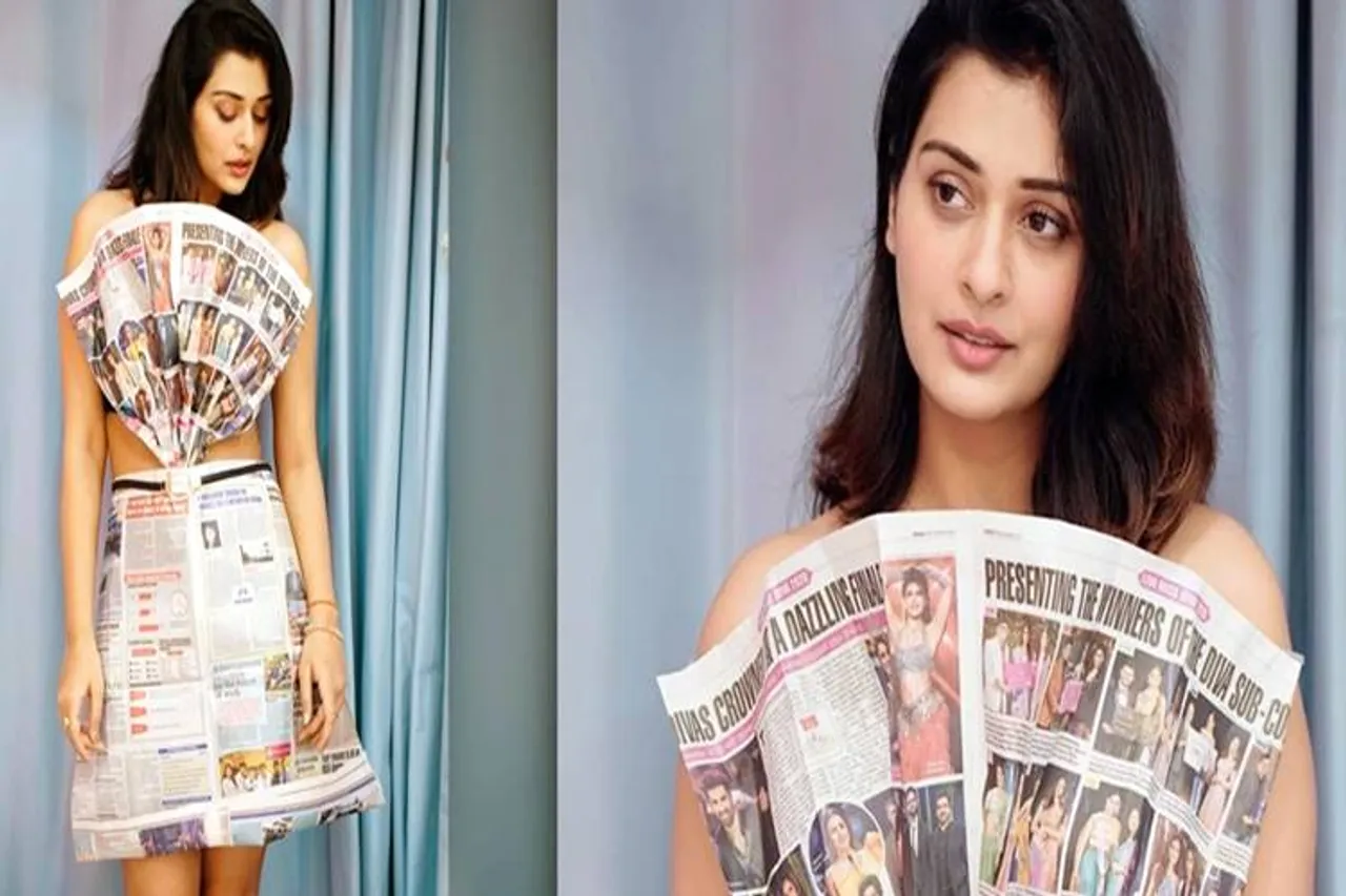 Payal Rajput Newspaper dress