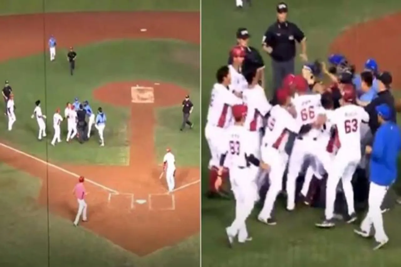 Taiwan’s baseball teams engage in brawl, ignore social distancing viral video