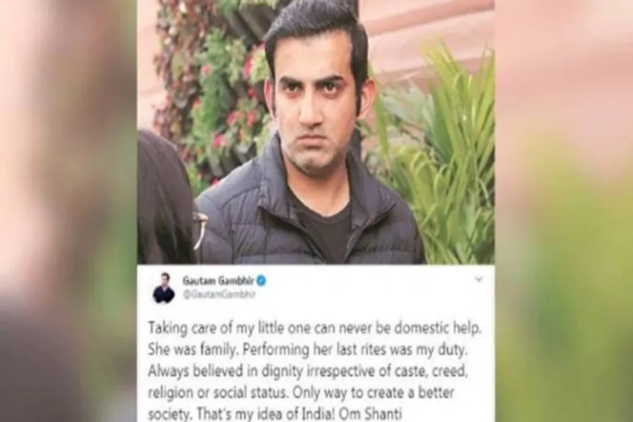 Gautam Gambhir performs last rites of domestic help after lockdown covid 19