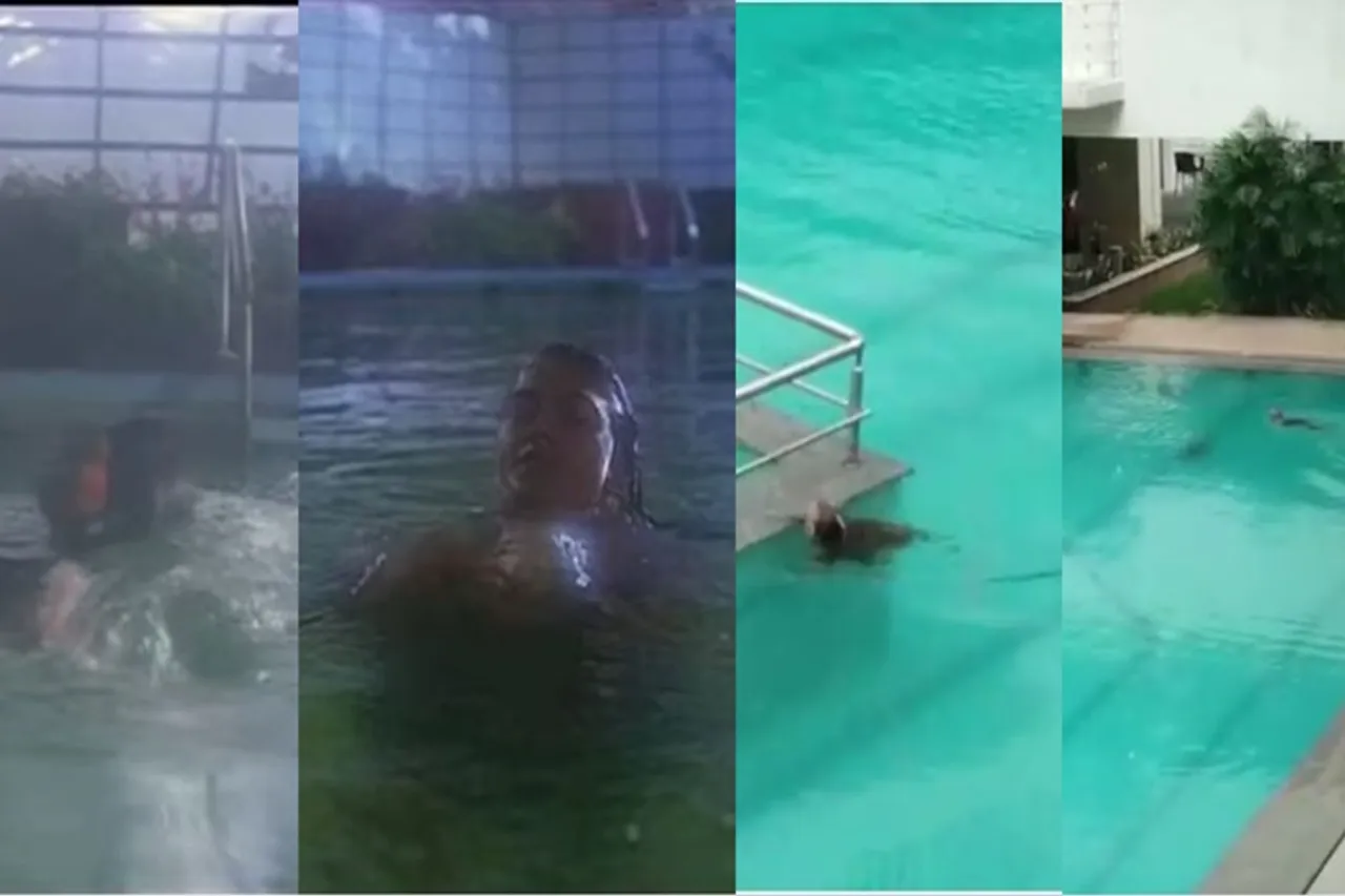 Oru poonga vanam Pudhu Manam Monkeys swimming in pool went viral video