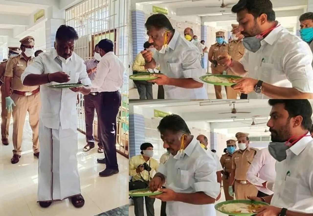 MP Ravindranath Kumar, O Panneerselvam checked the quality of food from Amma Unavagam Theni