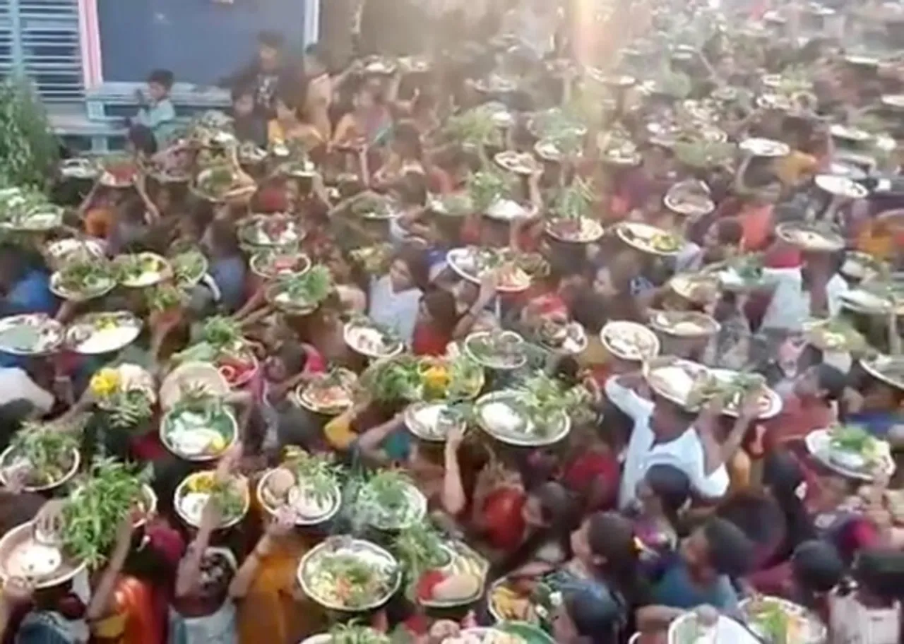 People in Kolagondanahalli of Karnataka's Ramanagara gathered for local fair