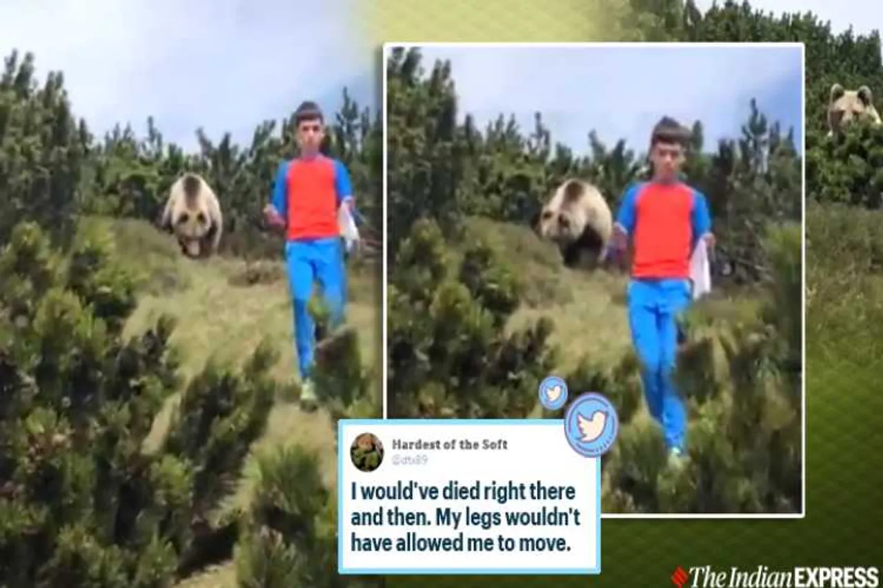 bear, bear attack, 12 year old escapes bear, Italy, bear boy viral video, Italy 12 year old boy, இத்தாலி சிறுவன், கரடியை தைரியமாக டீல் செய்த இத்தாலி சிறுவன், கரடி வீடியோ, சிறுவன் கரடி வீடியோ, வைரல் வீடியோ, brave boy deal with bear, twitter reactions, trending, indian express, tamil indian express news, tamil viral news, tamil viral video news, tamil video news