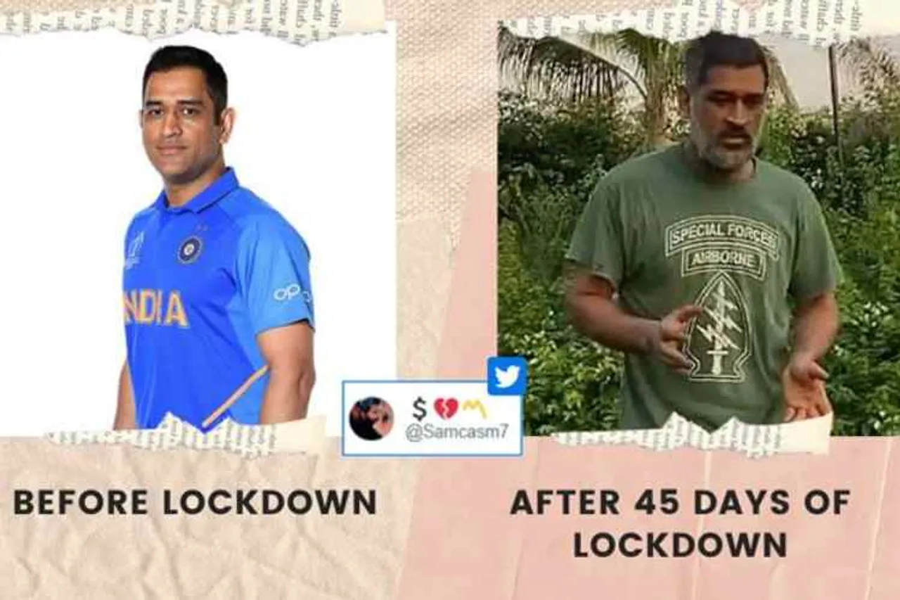 ms dhoni new look, ms dhoni recent pictures, ms dhoni, ms dhoni ziva playing video, நரைத்த தாடியுடன் தோனி, தோனி மீம்ஸ், தோனி, தோனி மகள் ஜிவா, வைரல் வீடியோ, ziva dhoni playing video, ms dhoni beard look, ms dhoni old look, ms dhoni memes, latest desi memes, viral news, lockdown memes, tamil indian express