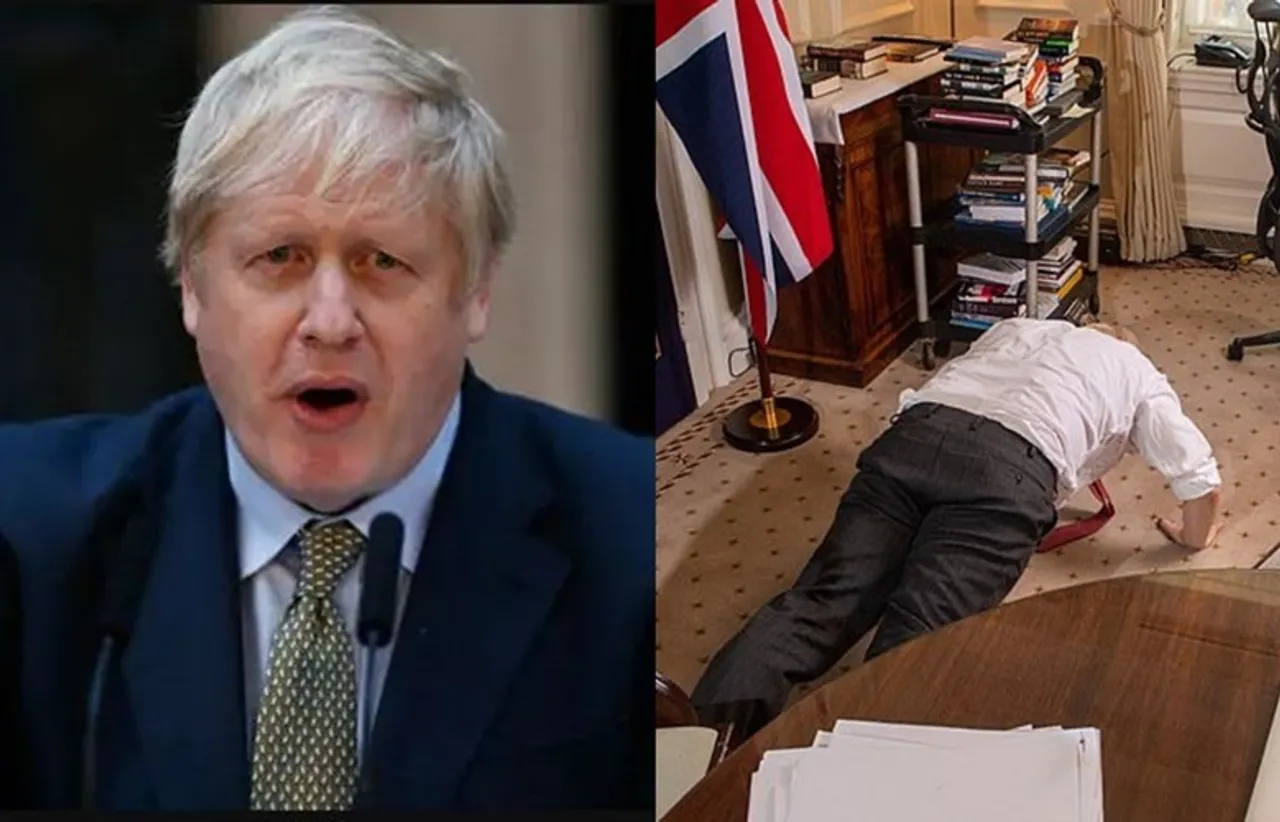 Viral Video of Boris Johnson doing push-ups to prove recovery from Covid-19