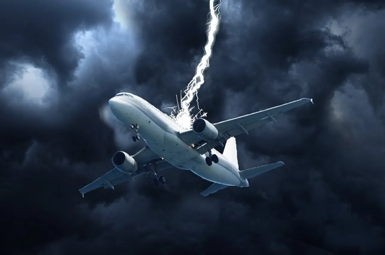Viral trending video of plane hit by 3 lightning bolts at once