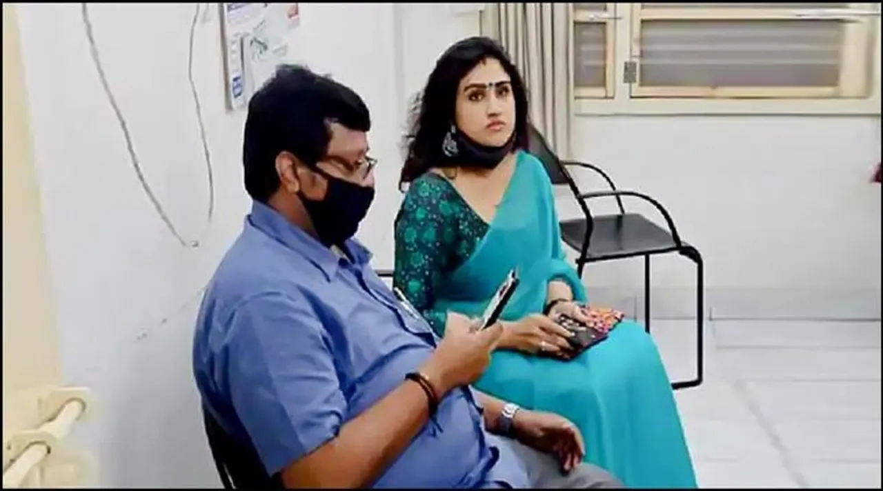 Vanitha Vijayakumar appears for enquiry at Vadapalani Police Station
