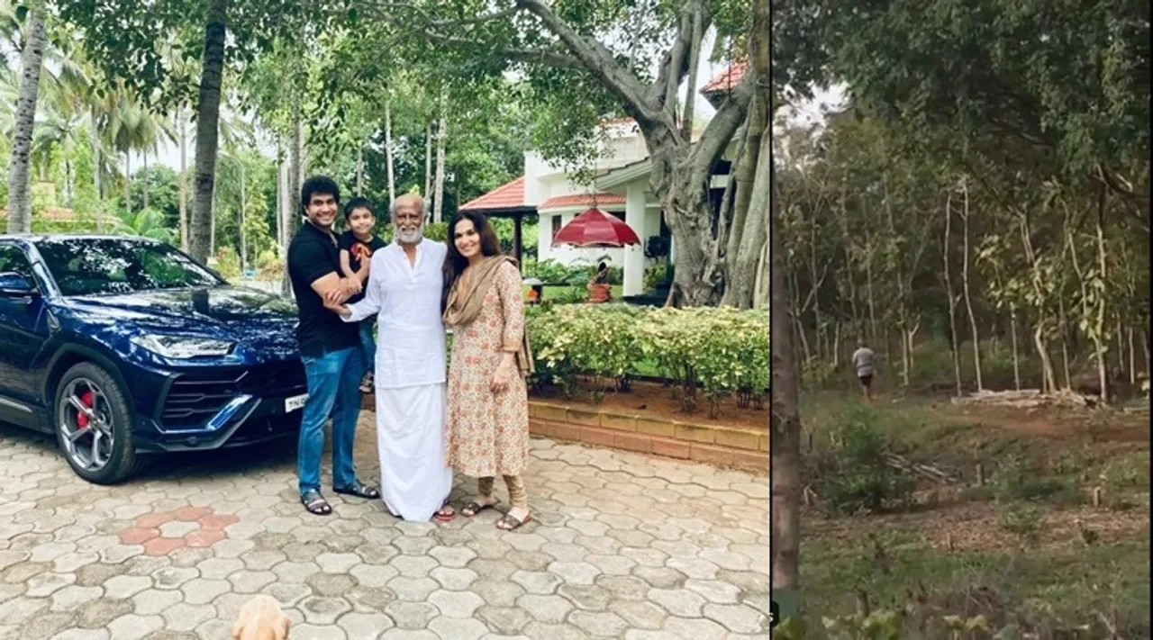 Viral trending video of Rajinikanth walking at his Kelambakkam farm house
