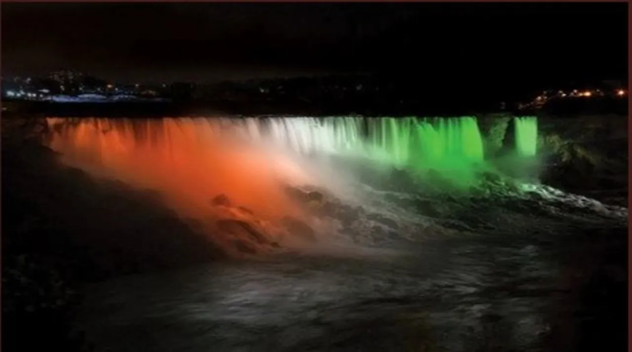 Niagara Falls illuminated with Indian Tricolor on 74th Independence day of the nation