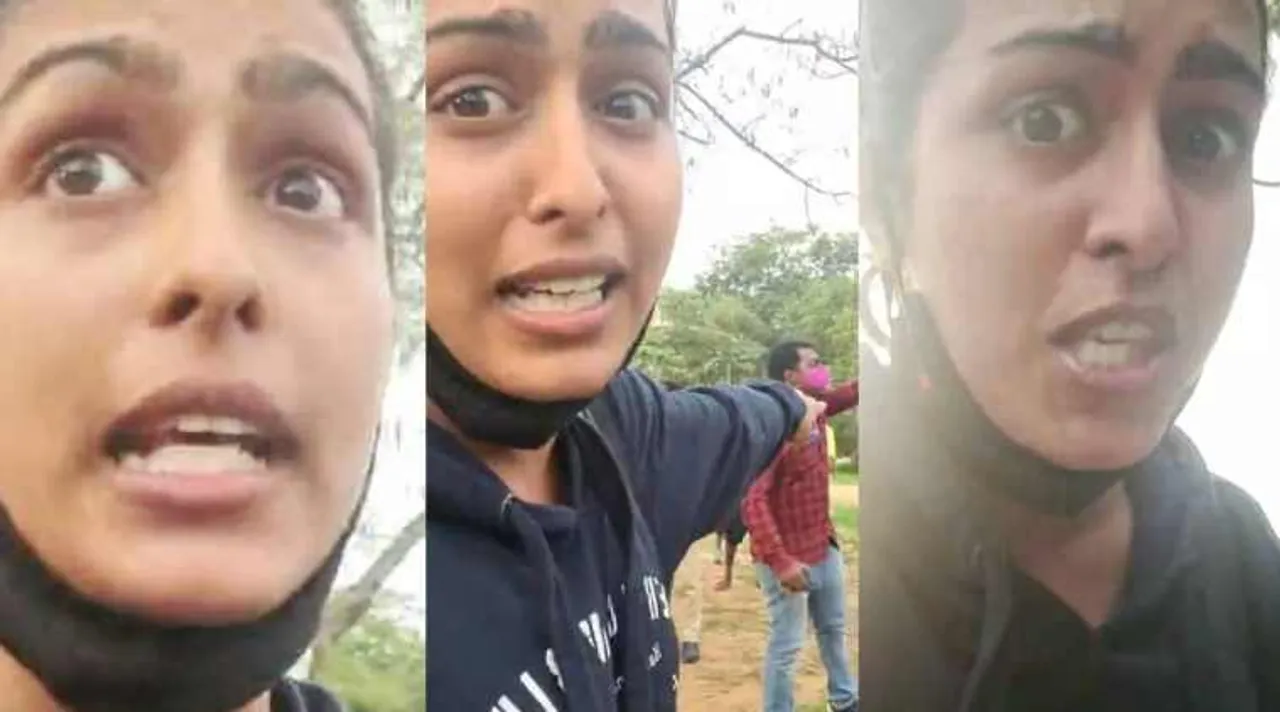 actress Samyuktha Hegde, komali movie Samyuktha Hegde, Samyuktha Hegde shares video, நடிகை சம்யுக்தா ஹெக்டே மீது தாக்குதல், சம்யுக்தா ஹெக்டே ஸ்போர்ட்ஸ் பிரா அணிந்து உடற்பயிற்சி, காங்கிரஸ் தலைவர் கவிதா ரெட்டி, பெங்களூரு, Samyuktha Hegde alleged attacked lead by congress leader kavitha reddy, bangalore, cinema actress Samyuktha Hegde, samyuktha workout with sports bra, Samyuktha Hegde instagram, Samyuktha Hegde twitter