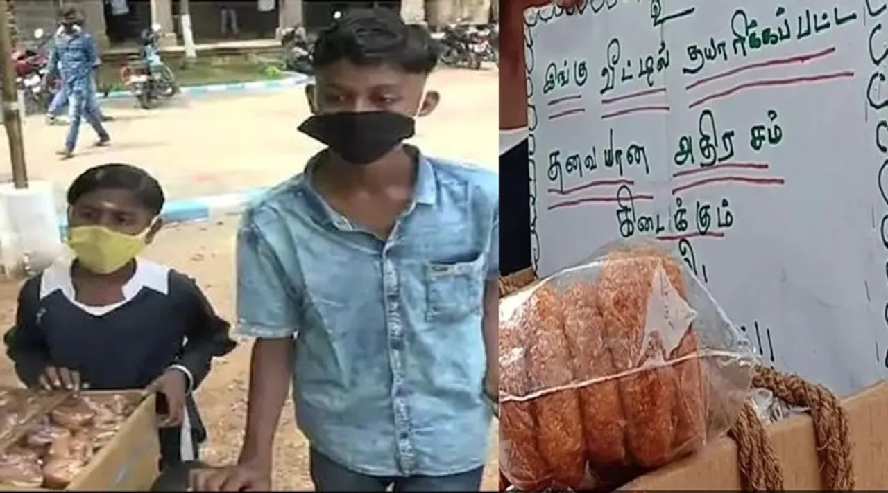 Madurai brothers selling sweets for family income