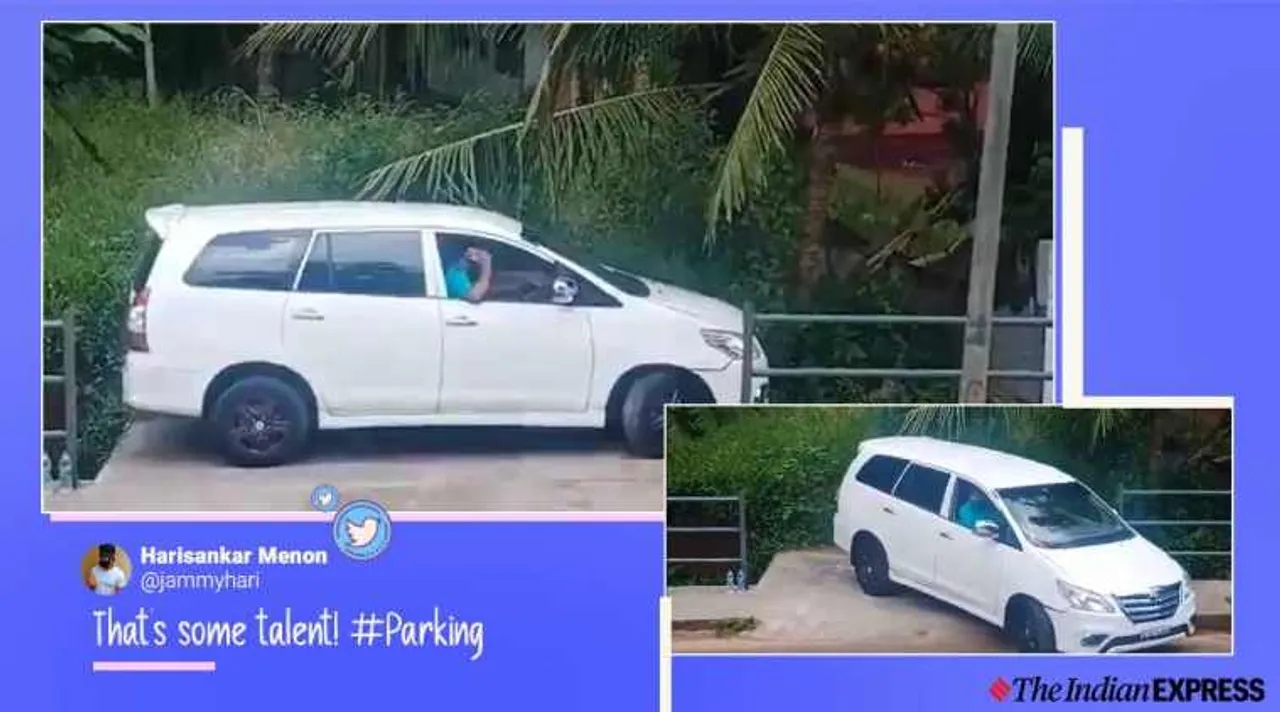 kerala, car parking, parallel parking, good driving skills, parking skills, smooth car parking viral videos, trending, indian express, indian express news