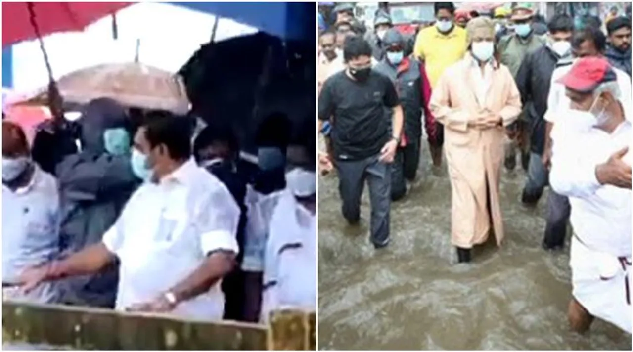 nivar cyclone, cm palaniswami inspection at chembarampakkam lake, நிவர் புயல், சென்னையில் மழை பாதித்த பகுதிகள், கொளத்தூர், பெரம்பூர், திருவிக நகர், ஸ்டாலின் ஆய்வு, திமுக, செம்பரம்பாக்கம் ஏரி, முதல்வர் பழனிசமி ஆய்வு, mk stalin inspection on floods affected areas in chennai, chennai flood affected areas, dmk, aiadmk, kolathur