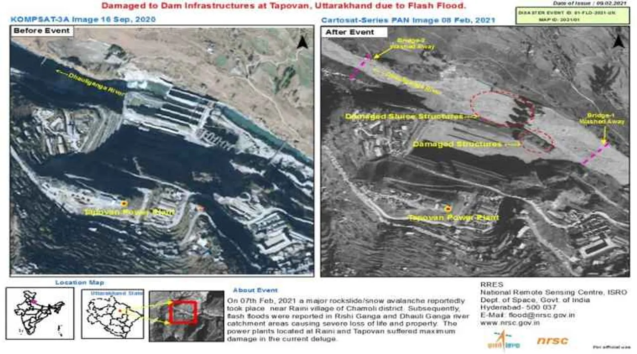 உத்தரகாண்ட் வெள்ளப் பெருக்கு: சேதப் படங்களை வெளியிட்டது இஸ்ரோ