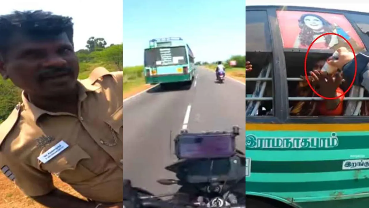 bengaluru biker chases bus, bengaluru biker arun kumar, biker anny arun, ஓடும் பஸ்ஸை துரத்திப் பிடித்த பைக் வீரர், பைக்கர் அருண் குமார், தமிழக போலீசும் பைக் வீரரும் மகத்தான உதவி, பாட்டிக்கு மருந்து கொடுத்த பைக்கர், வைரல் வீடியோ, பெங்களூரு பைக்கர், tn police and biker help to old woman get back her medicines, biker help old woman get back her medicines, tamil nadu police, viral video, tamil viral news, tamil viral video new