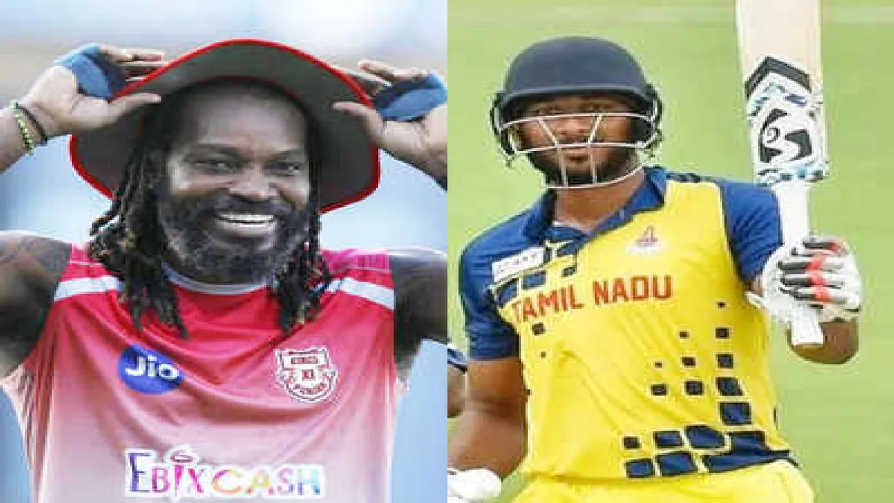pl 2021 Tamil News: Punjab Kings vs Rajasthan Royals, tamilnadu player shahrukh khan receives cap from his role model Chris Gayle
