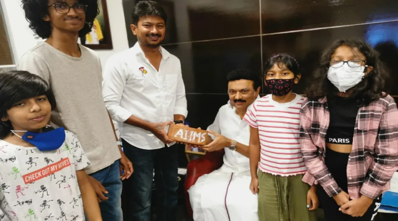 Tamilnadu assembly election 2021: Udhay Stalin gives gift of AIIMS bricks to DMK chief M K Stalin