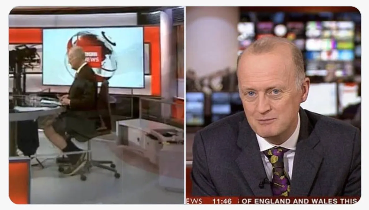 bbc news anchor wears shorts viral video, Shaun Ley,