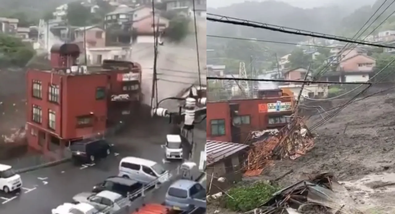 viral video of atami landslide
