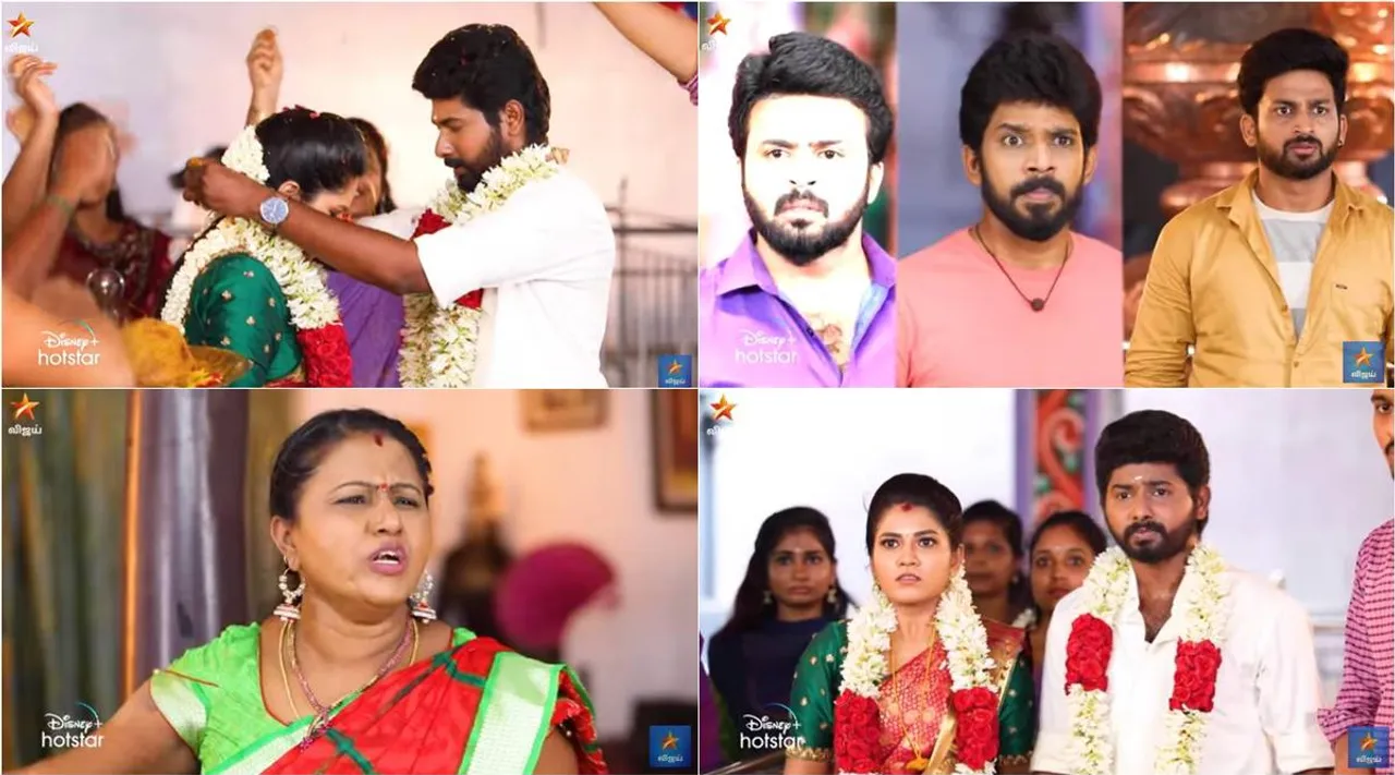 vijay tv, pandian stores serial, pandian stores serial next twist, kannan secret marriage with aishwarya, விஜய் டிவி, பாண்டியன் ஸ்டோர்ஸ் சீரியல், கண்ணன் ஐஸ்வர்யா ரகசிய திருமணம், பாண்டியன் ஸ்டோர்ஸ் புரோமோ வீடியோ, பாண்டியன் ஸ்டோர்ஸ் வீட்டில் களேபரம், sathyamurthy, dhanam, kathir mullai, pandian stores promo video, pandian stores promo video viral, kannan marrys aishwary, prashanth provoke