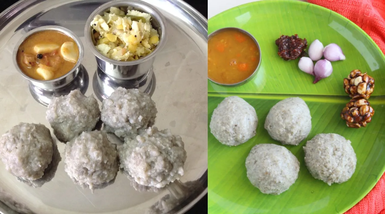 kambu recipe in tamil: steps to make Kambu koozh, Kambu Kali, Pearl Millet balls in tamil