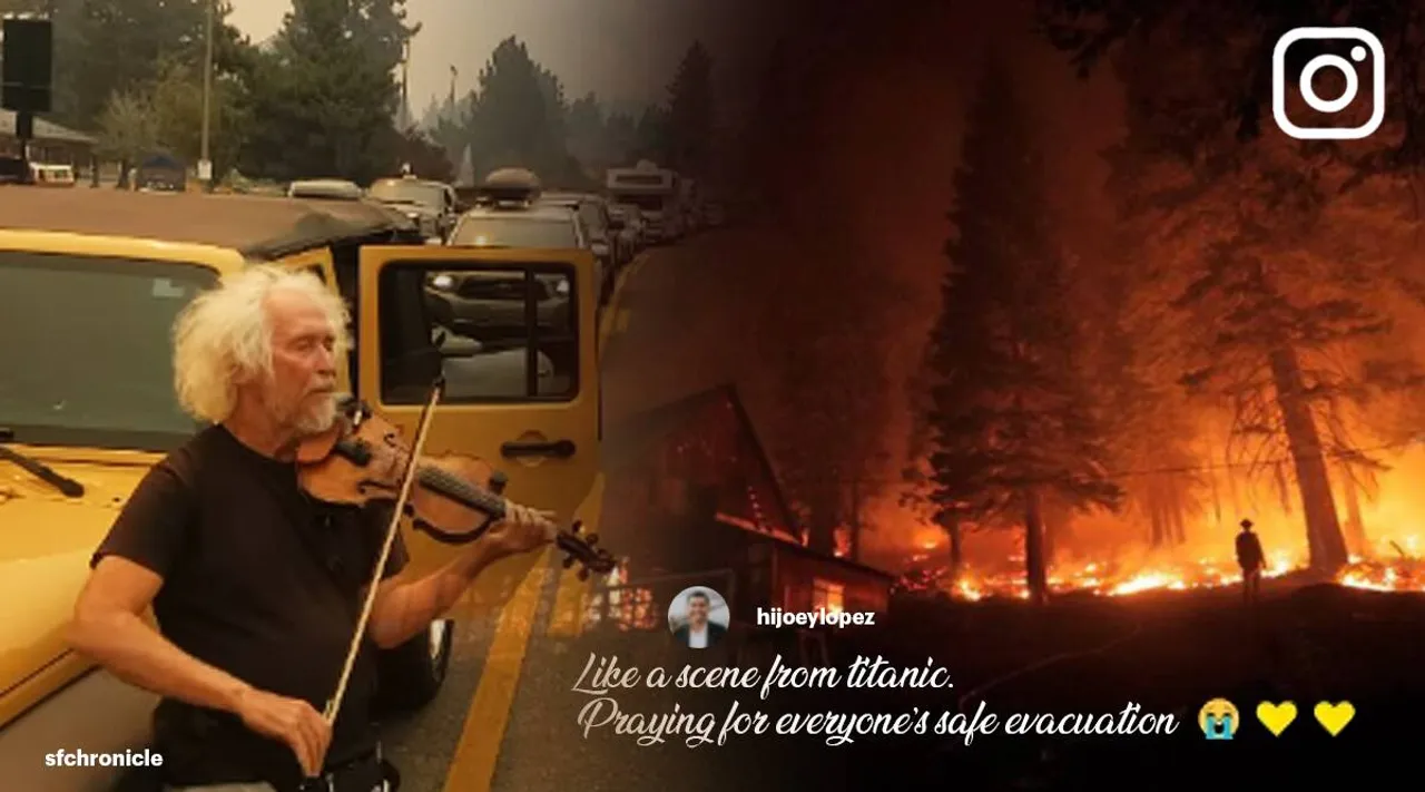 Man plays violin for California wildfire evacuees, viral video, trending viral video, viral videos