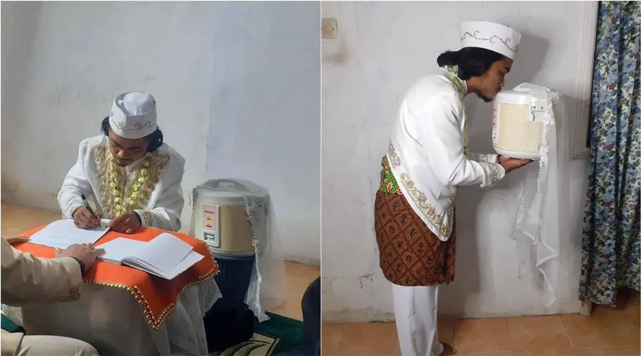 Man marries rice cooker, trending news, viral news,