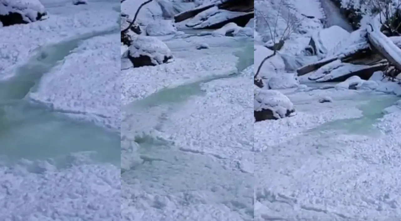 Viral video of frazil ice forming on shannon falls in squamish