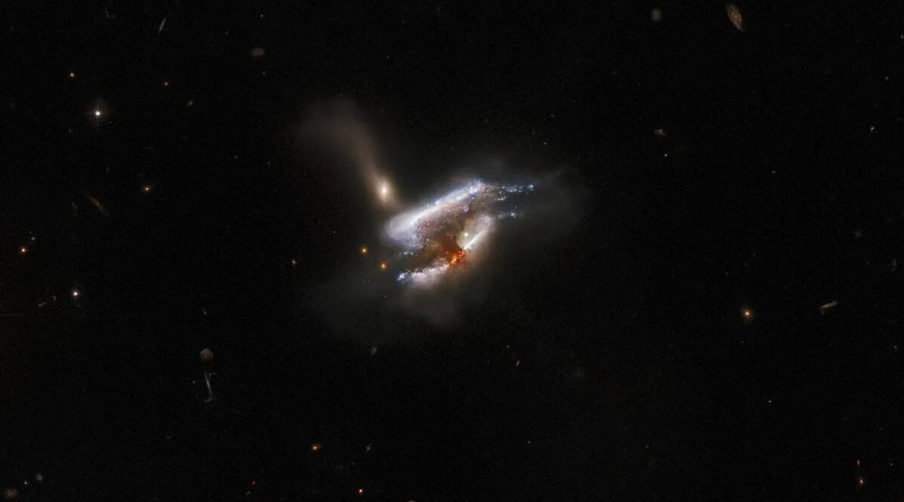 three galaxies merging 681 million light years away