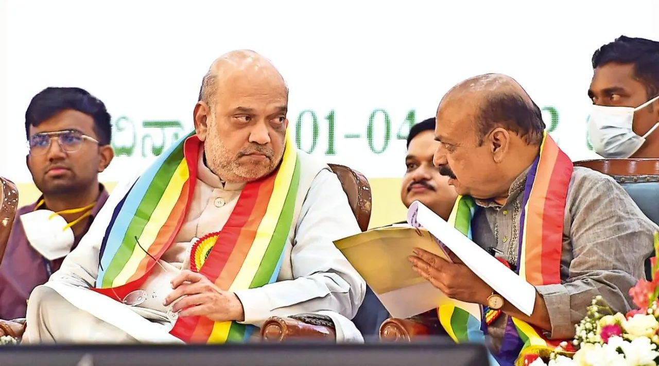 CM Basavaraj Bommai with Union Home Minister Amit Shah in Bengaluru