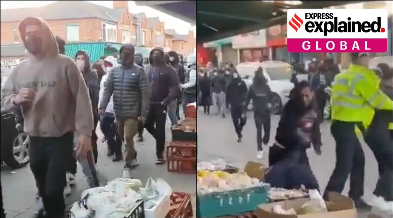 Why are mobs fighting on the streets in Leicester UK